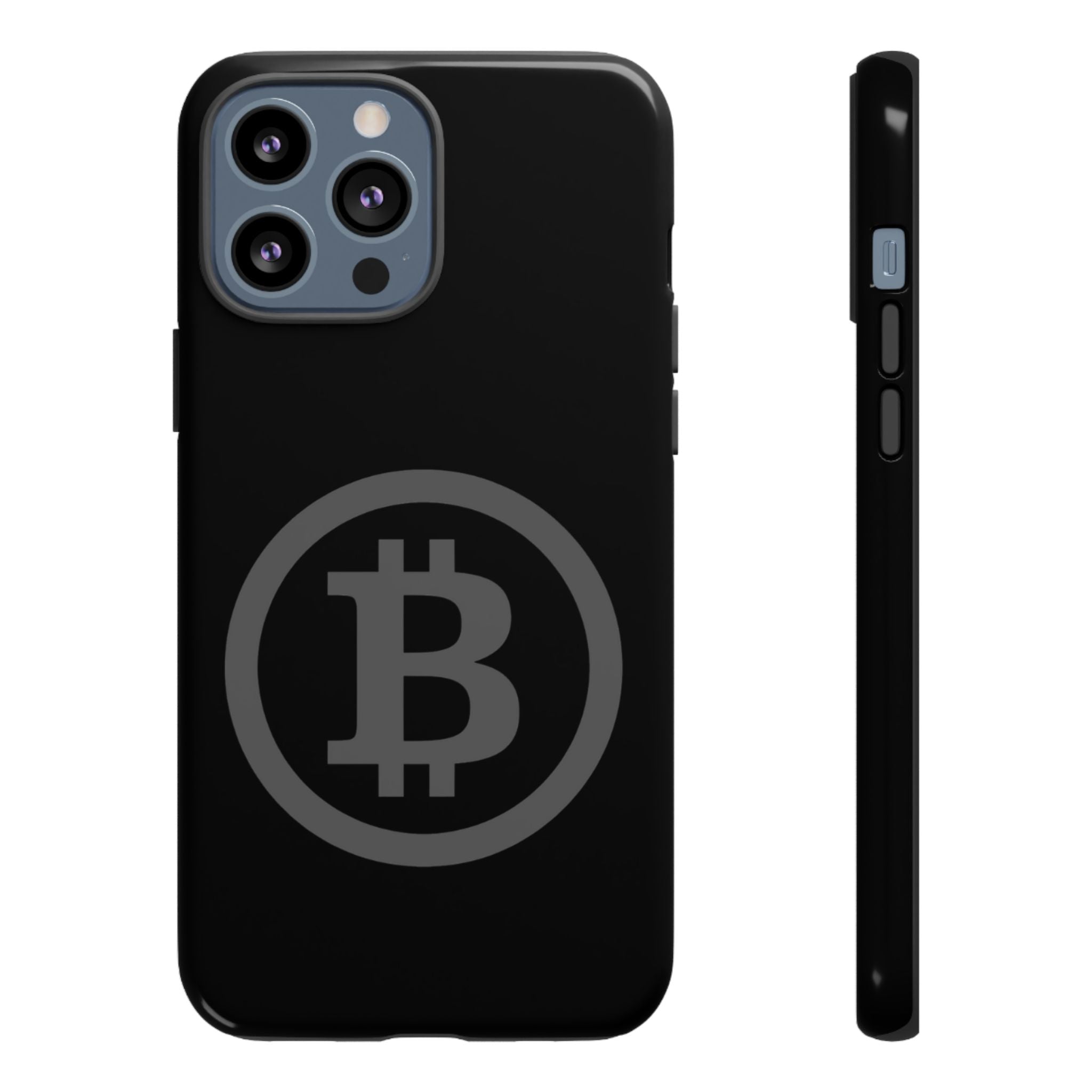 Bitcoin Logo Tough Phone Case — Matte Black Crypto Protective Cover