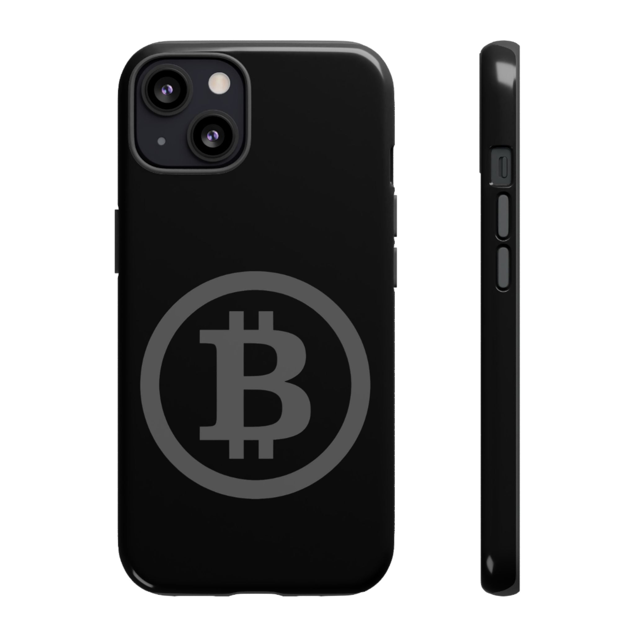 Bitcoin Logo Tough Phone Case — Matte Black Crypto Protective Cover