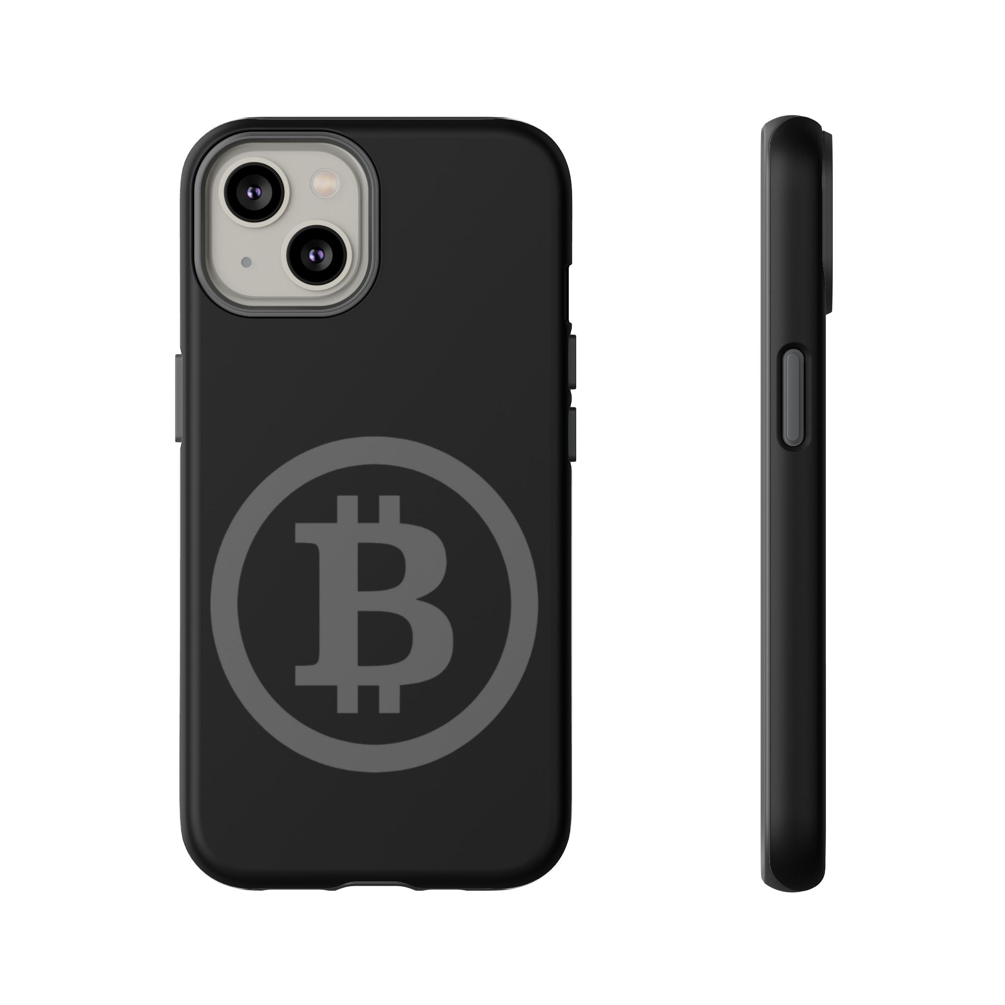 Bitcoin Logo Tough Phone Case — Matte Black Crypto Protective Cover