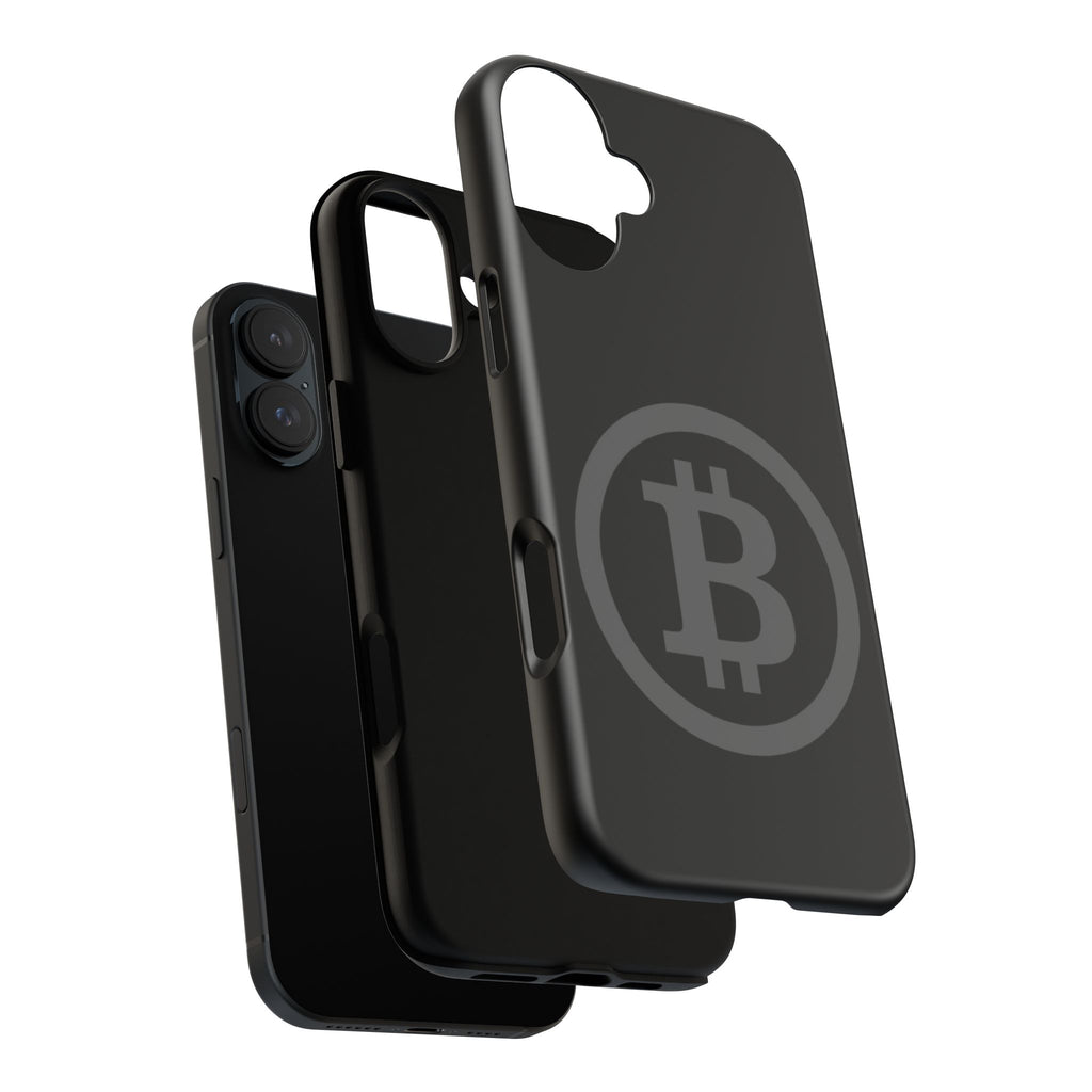 Bitcoin Logo Tough Phone Case — Matte Black Crypto Protective Cover