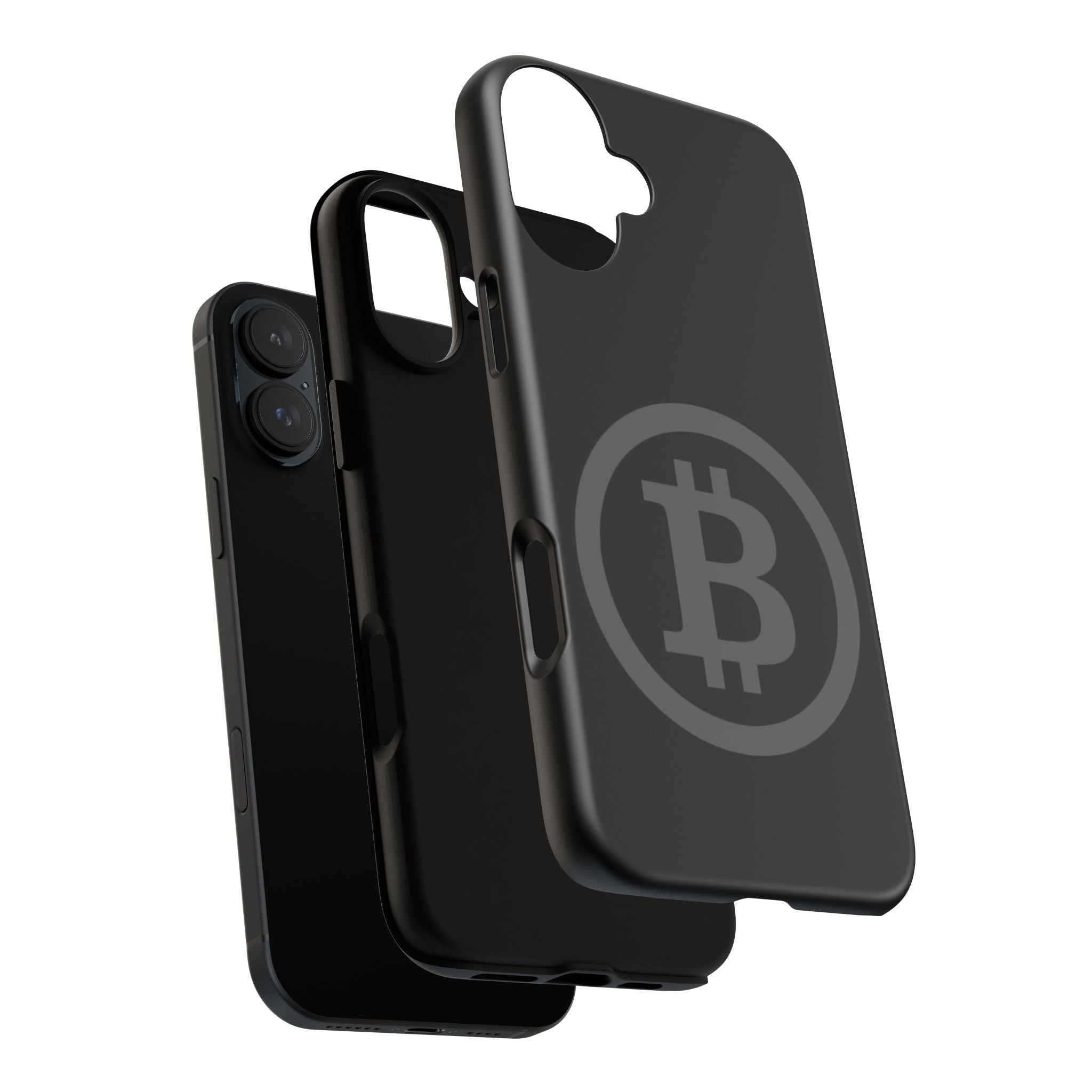 Bitcoin Logo Tough Phone Case — Matte Black Crypto Protective Cover