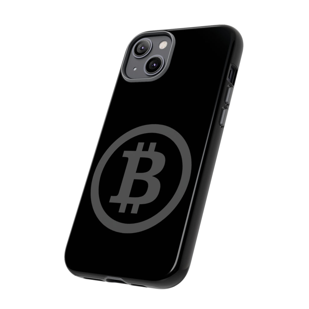 Bitcoin Logo Tough Phone Case — Matte Black Crypto Protective Cover