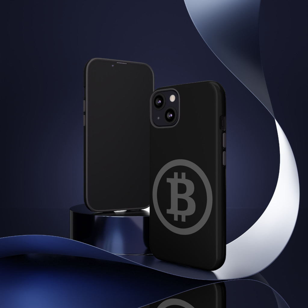 Bitcoin Logo Tough Phone Case — Matte Black Crypto Protective Cover