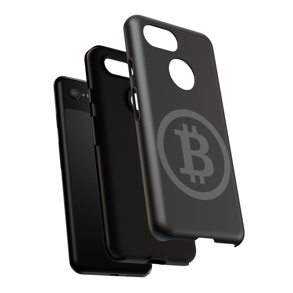 Bitcoin Logo Tough Phone Case — Matte Black Crypto Protective Cover