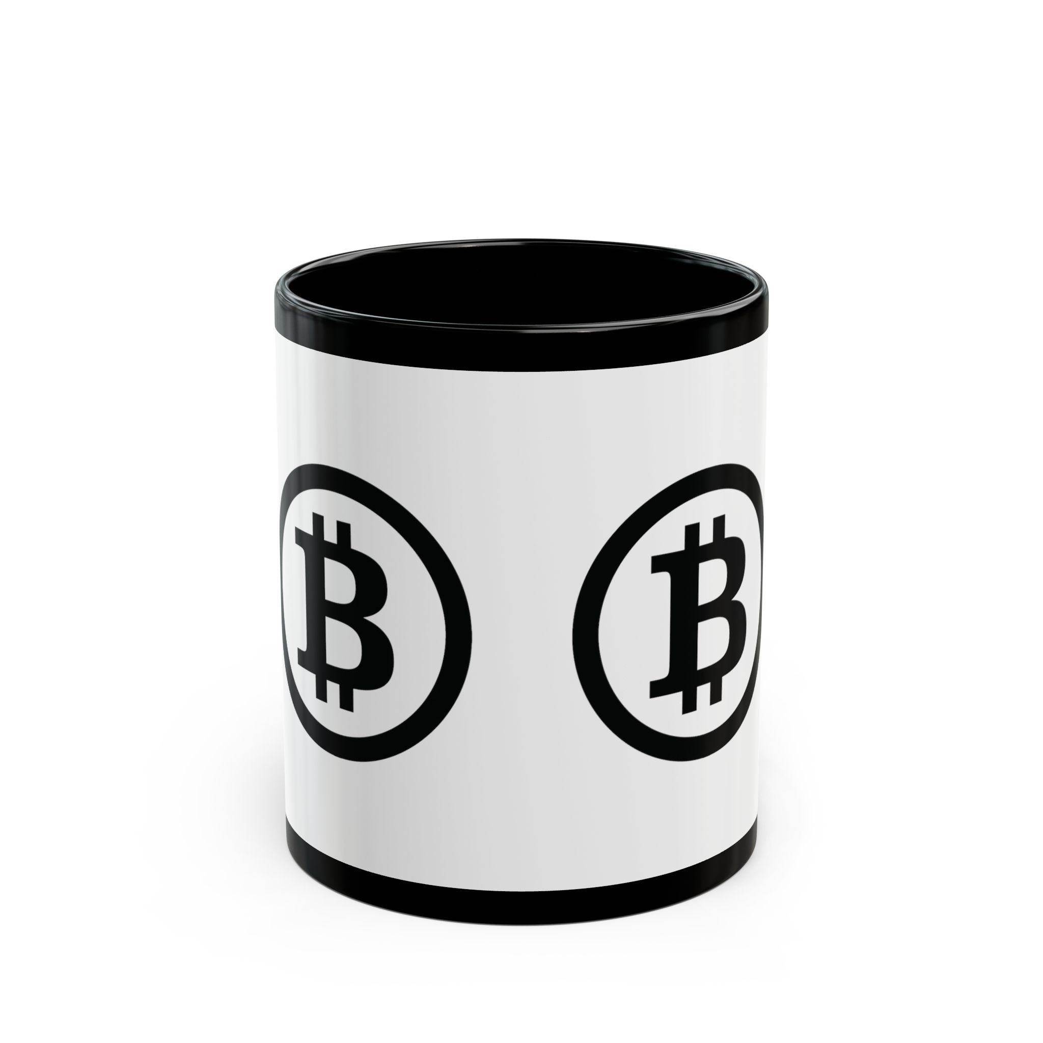 Bitcoin Logo Black Accent Mug | Crypto Coffee Cup, 11oz or 15oz