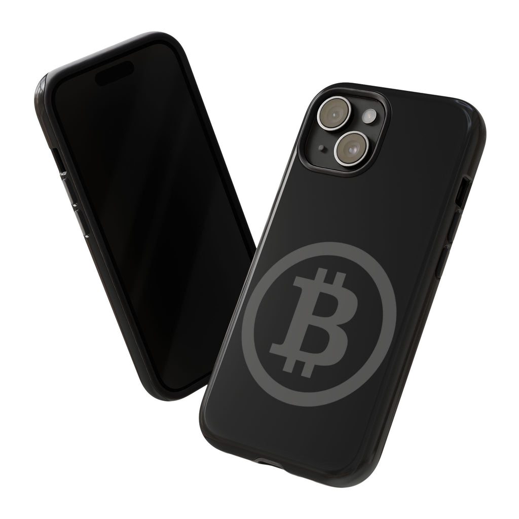 Bitcoin Logo Tough Phone Case — Matte Black Crypto Protective Cover
