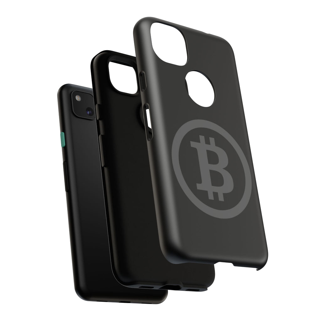 Bitcoin Logo Tough Phone Case — Matte Black Crypto Protective Cover