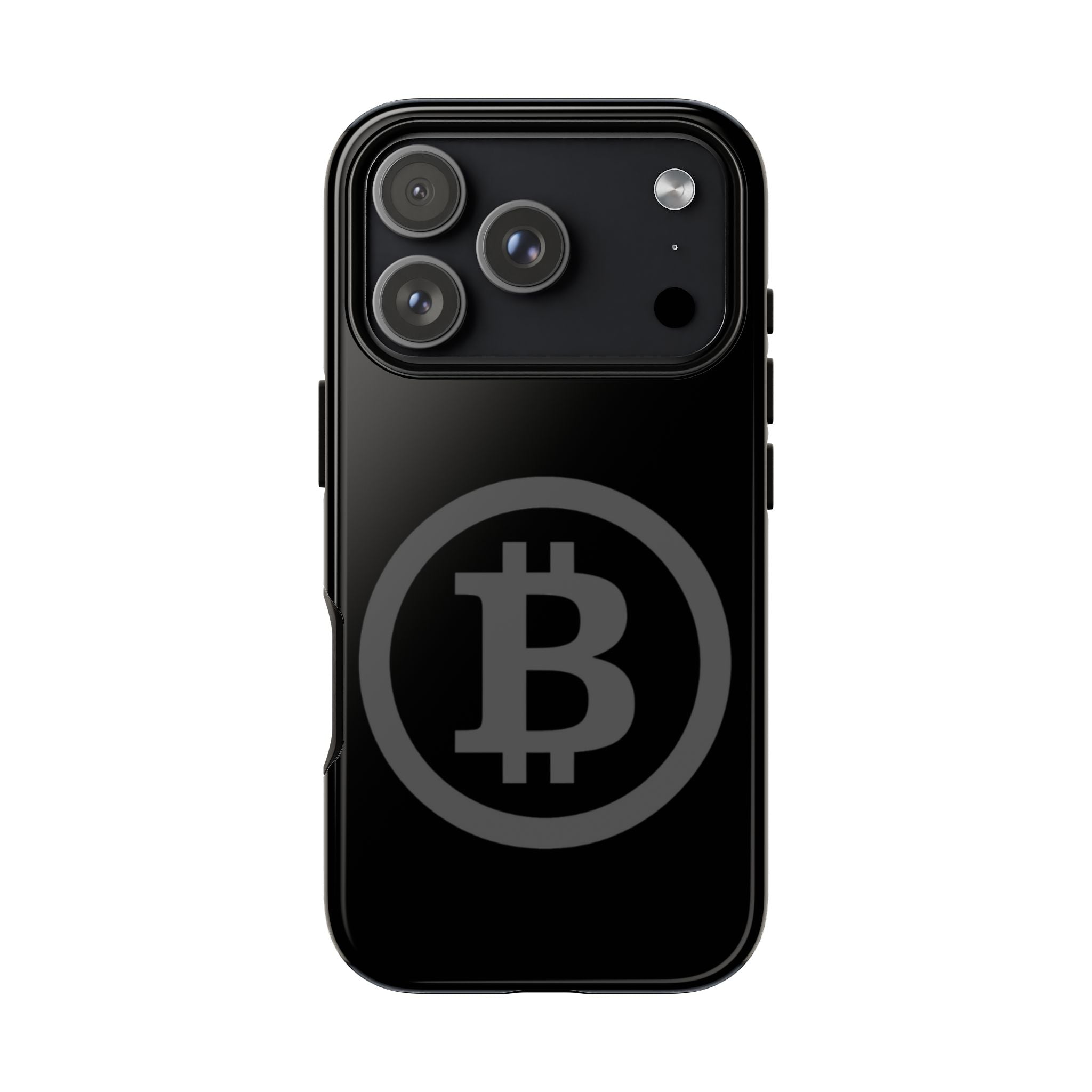 Bitcoin Logo Tough Phone Case — Matte Black Crypto Protective Cover