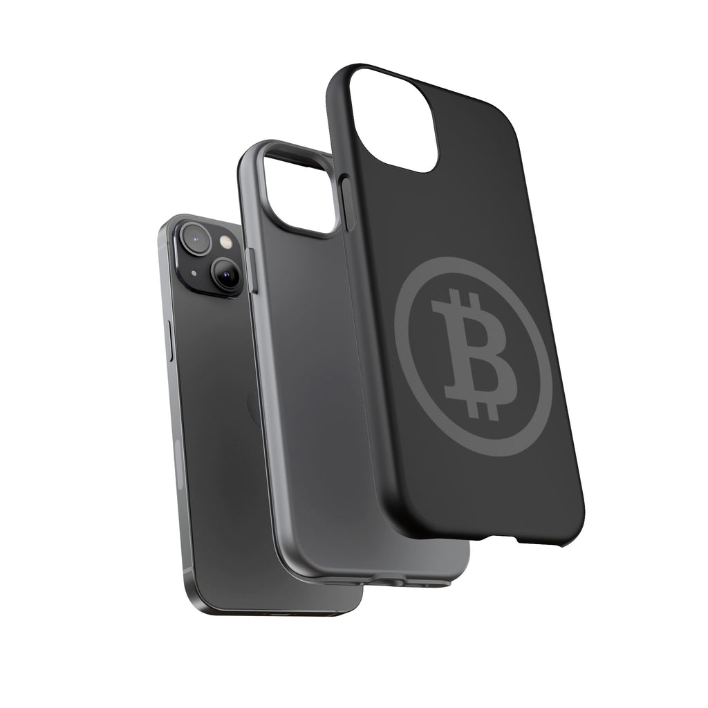 Bitcoin Logo Tough Phone Case — Matte Black Crypto Protective Cover