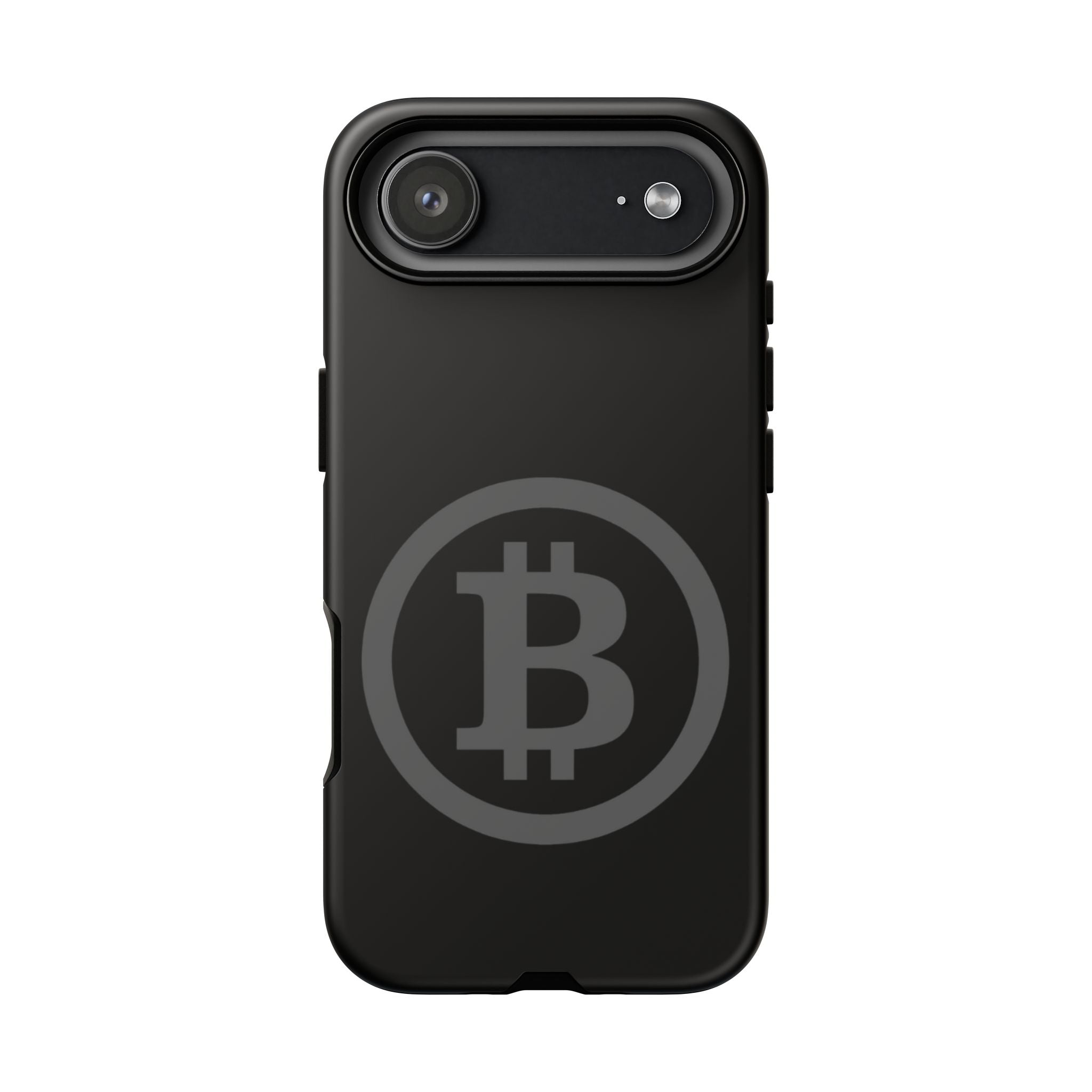 Bitcoin Logo Tough Phone Case — Matte Black Crypto Protective Cover