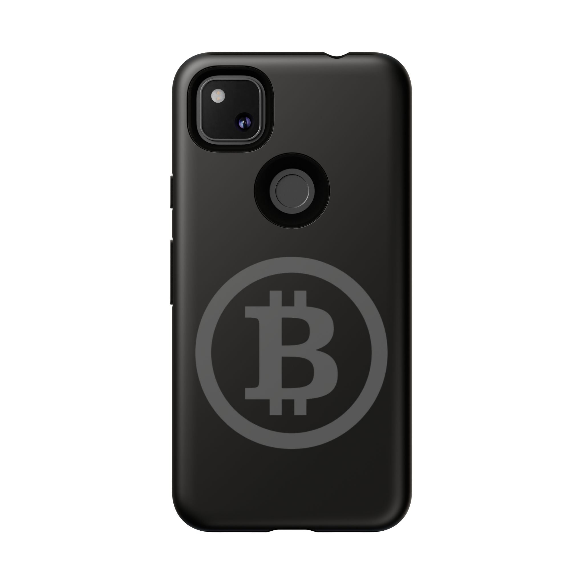 Bitcoin Logo Tough Phone Case — Matte Black Crypto Protective Cover