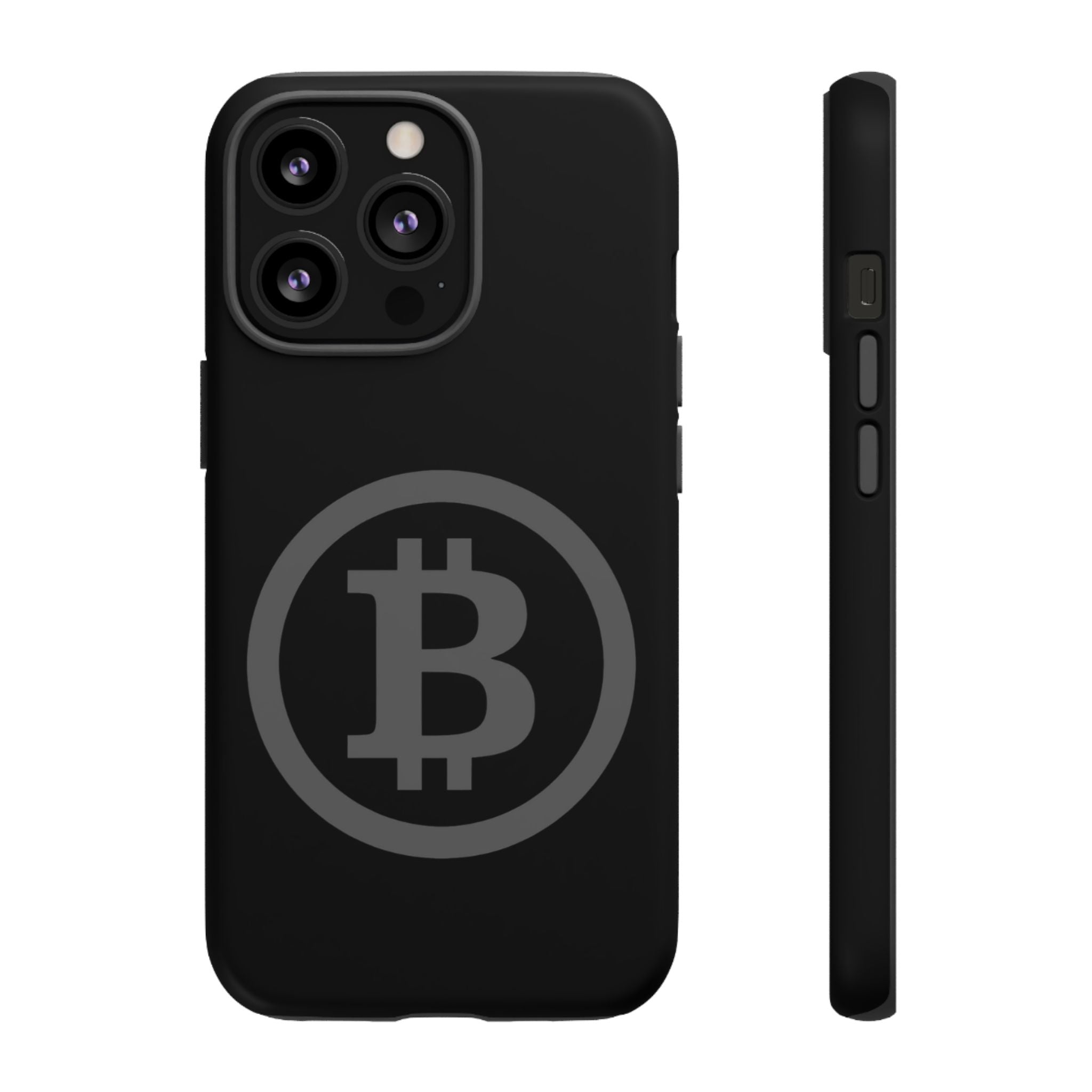 Bitcoin Logo Tough Phone Case — Matte Black Crypto Protective Cover