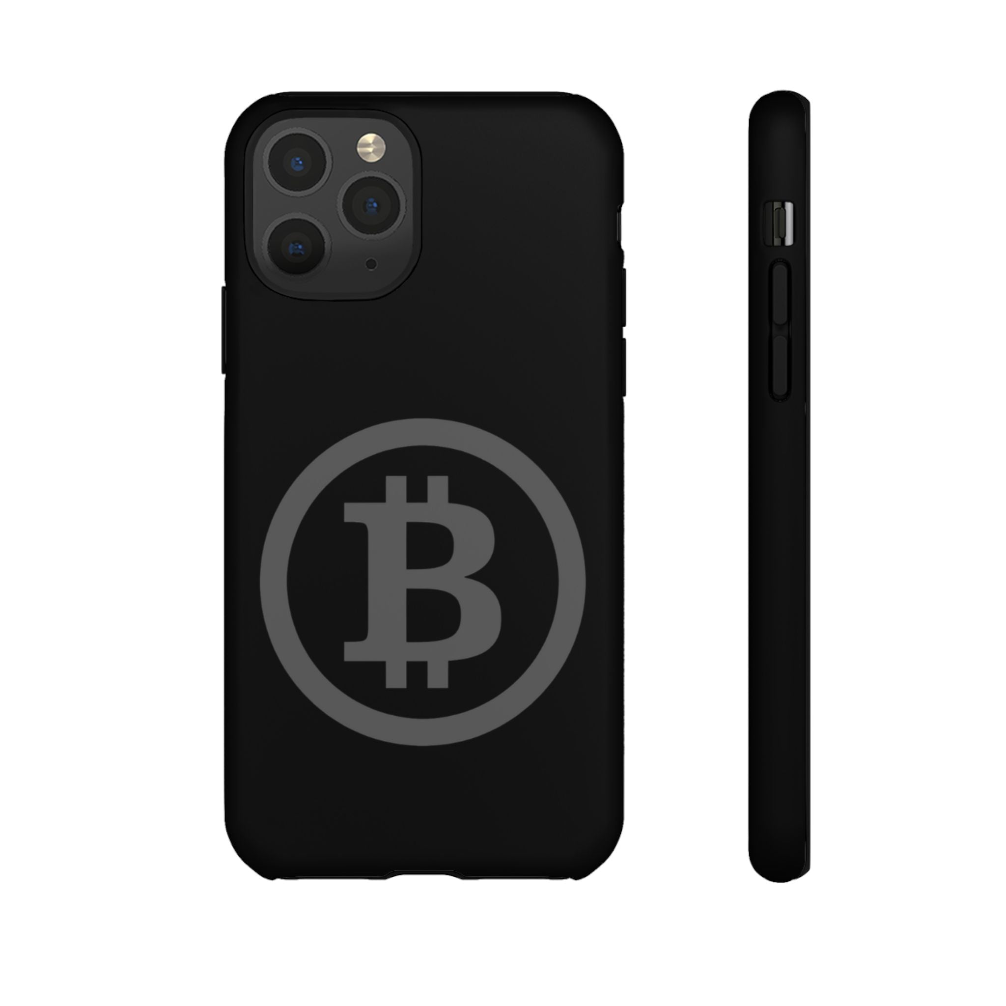 Bitcoin Logo Tough Phone Case — Matte Black Crypto Protective Cover