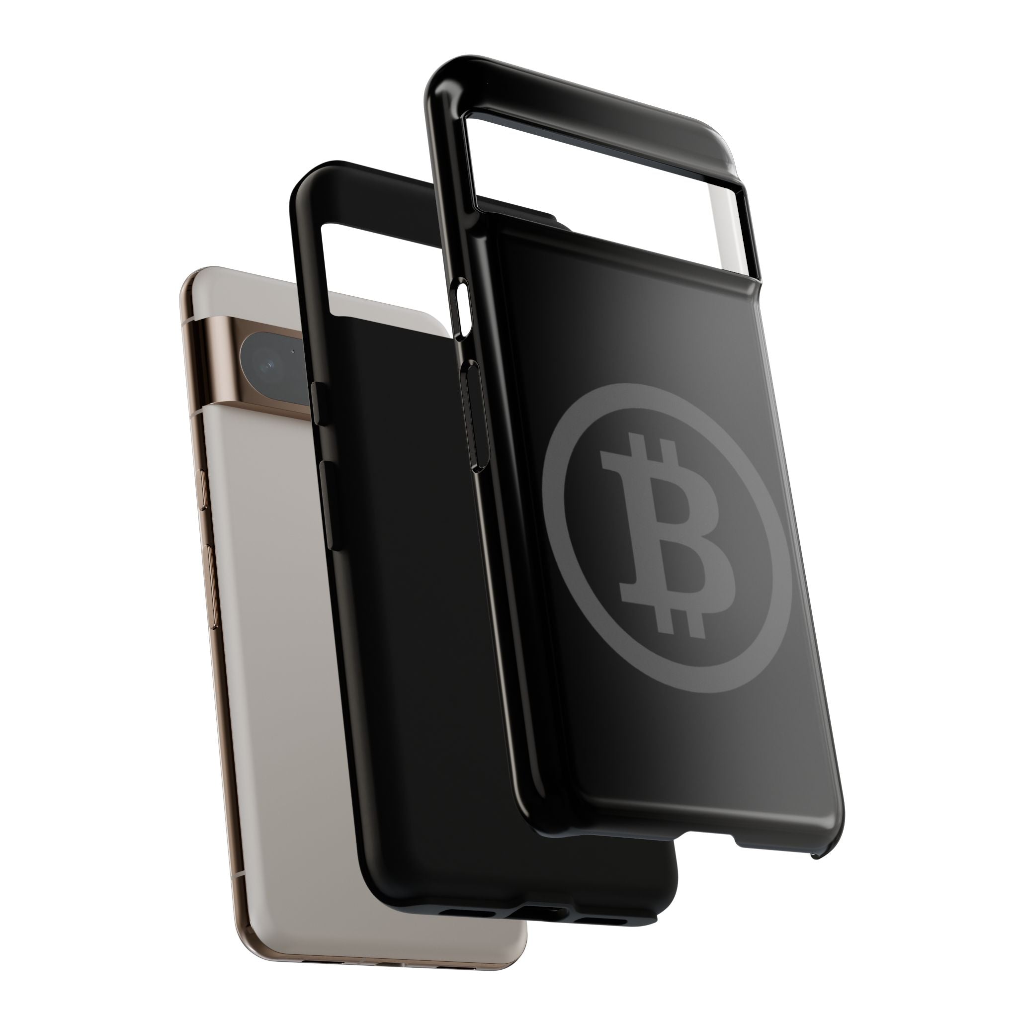 Bitcoin Logo Tough Phone Case — Matte Black Crypto Protective Cover
