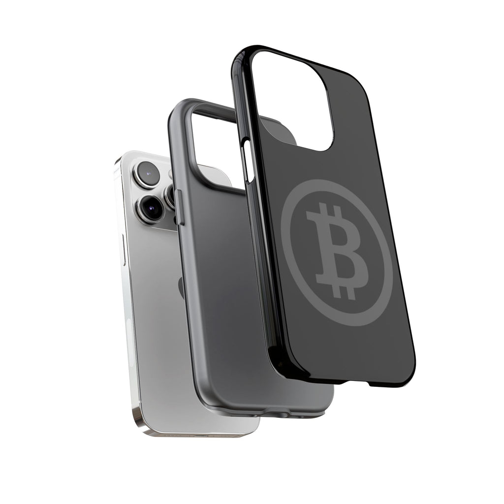 Bitcoin Logo Tough Phone Case — Matte Black Crypto Protective Cover