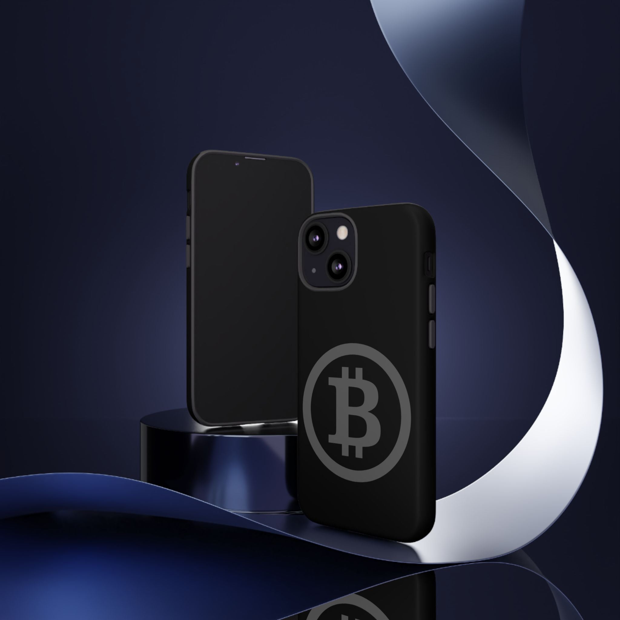 Bitcoin Logo Tough Phone Case — Matte Black Crypto Protective Cover