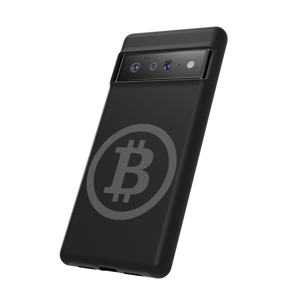 Bitcoin Logo Tough Phone Case — Matte Black Crypto Protective Cover
