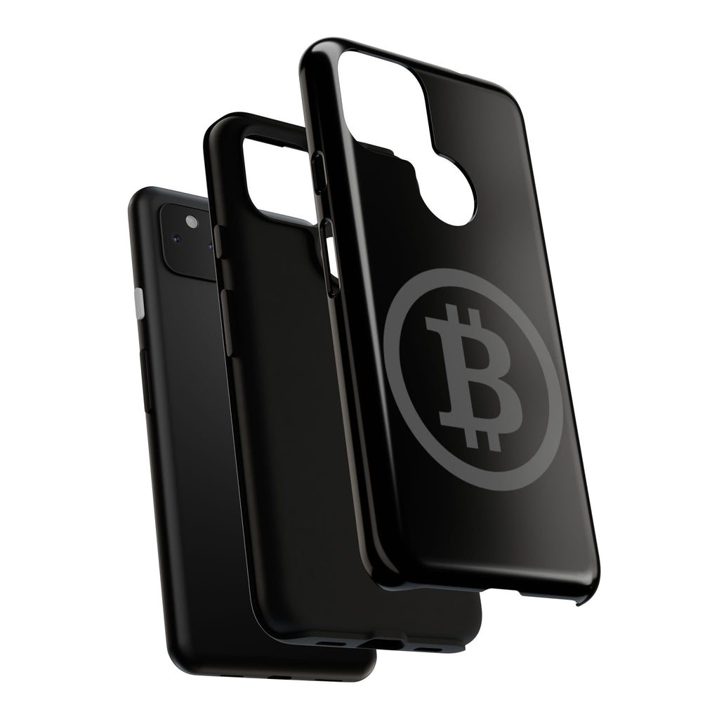 Bitcoin Logo Tough Phone Case — Matte Black Crypto Protective Cover
