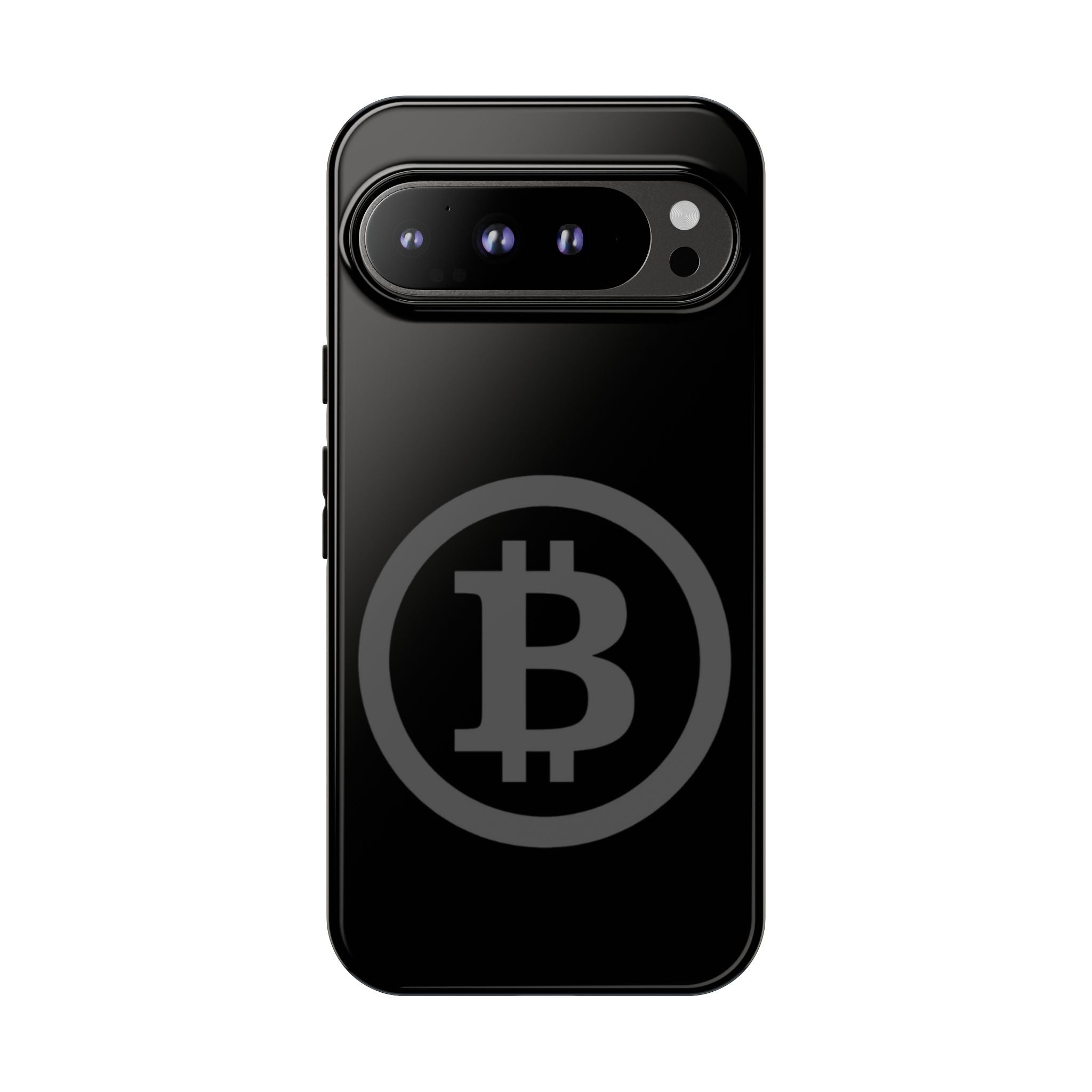 Bitcoin Logo Tough Phone Case — Matte Black Crypto Protective Cover