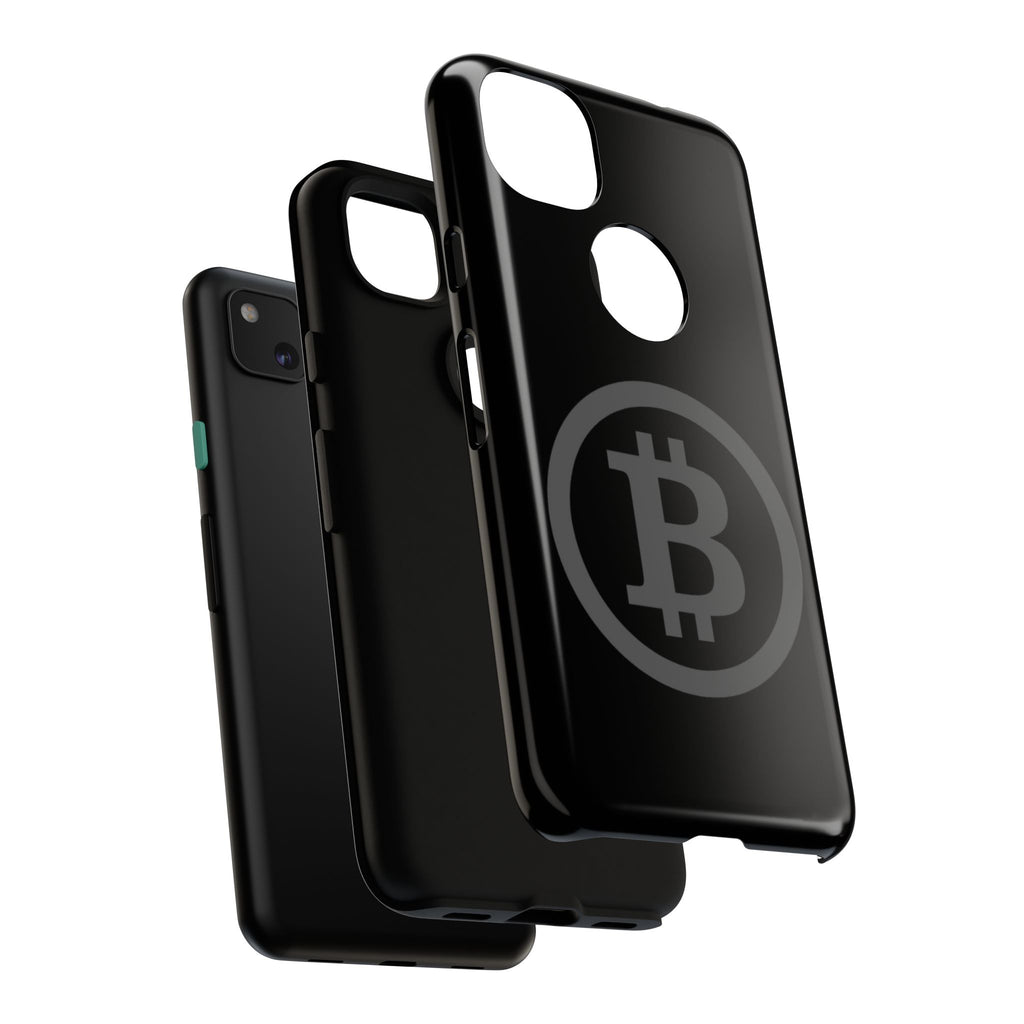 Bitcoin Logo Tough Phone Case — Matte Black Crypto Protective Cover