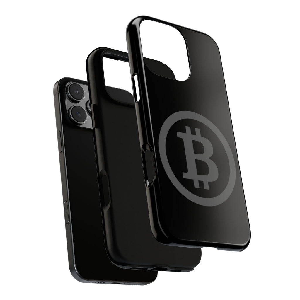 Bitcoin Logo Tough Phone Case — Matte Black Crypto Protective Cover