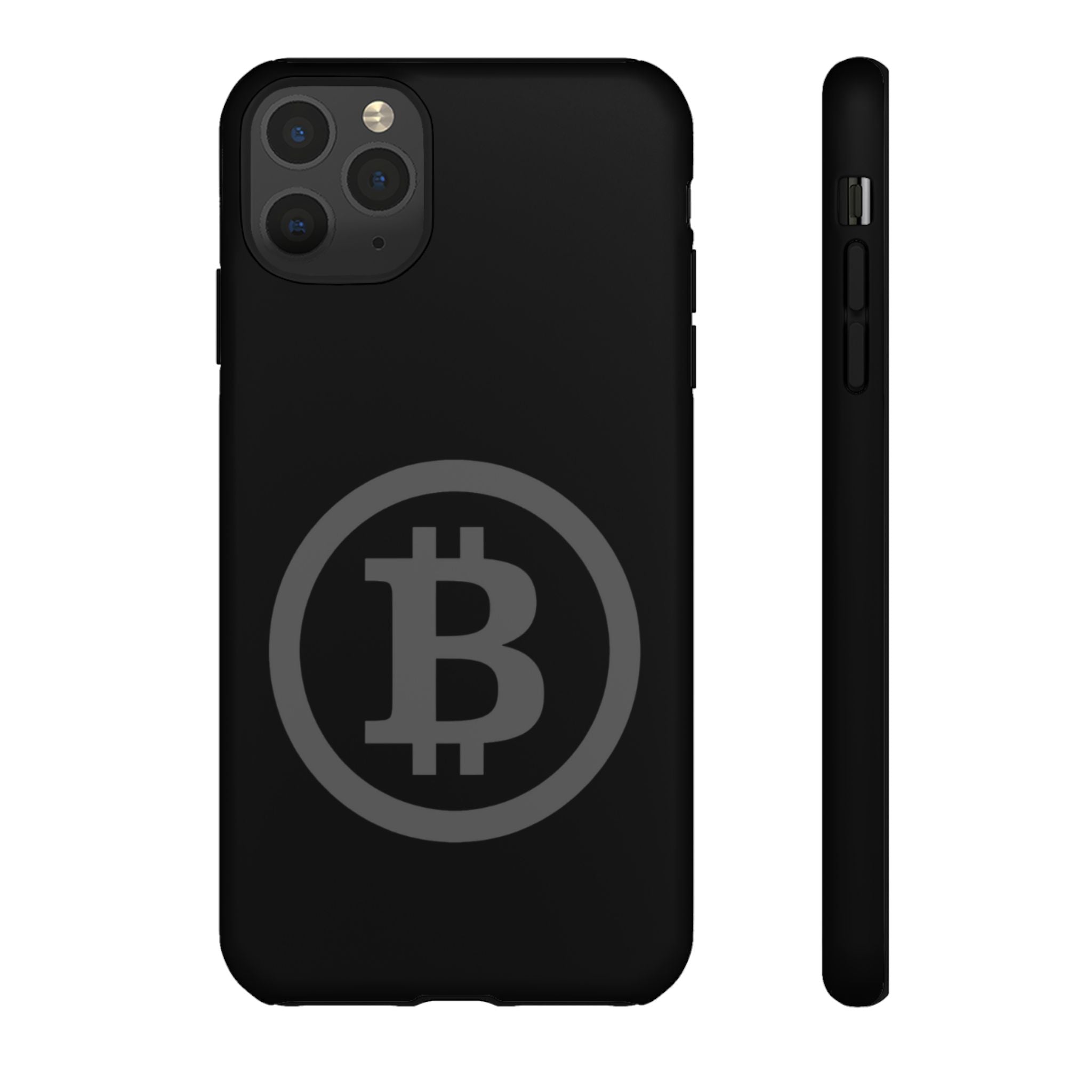 Bitcoin Logo Tough Phone Case — Matte Black Crypto Protective Cover