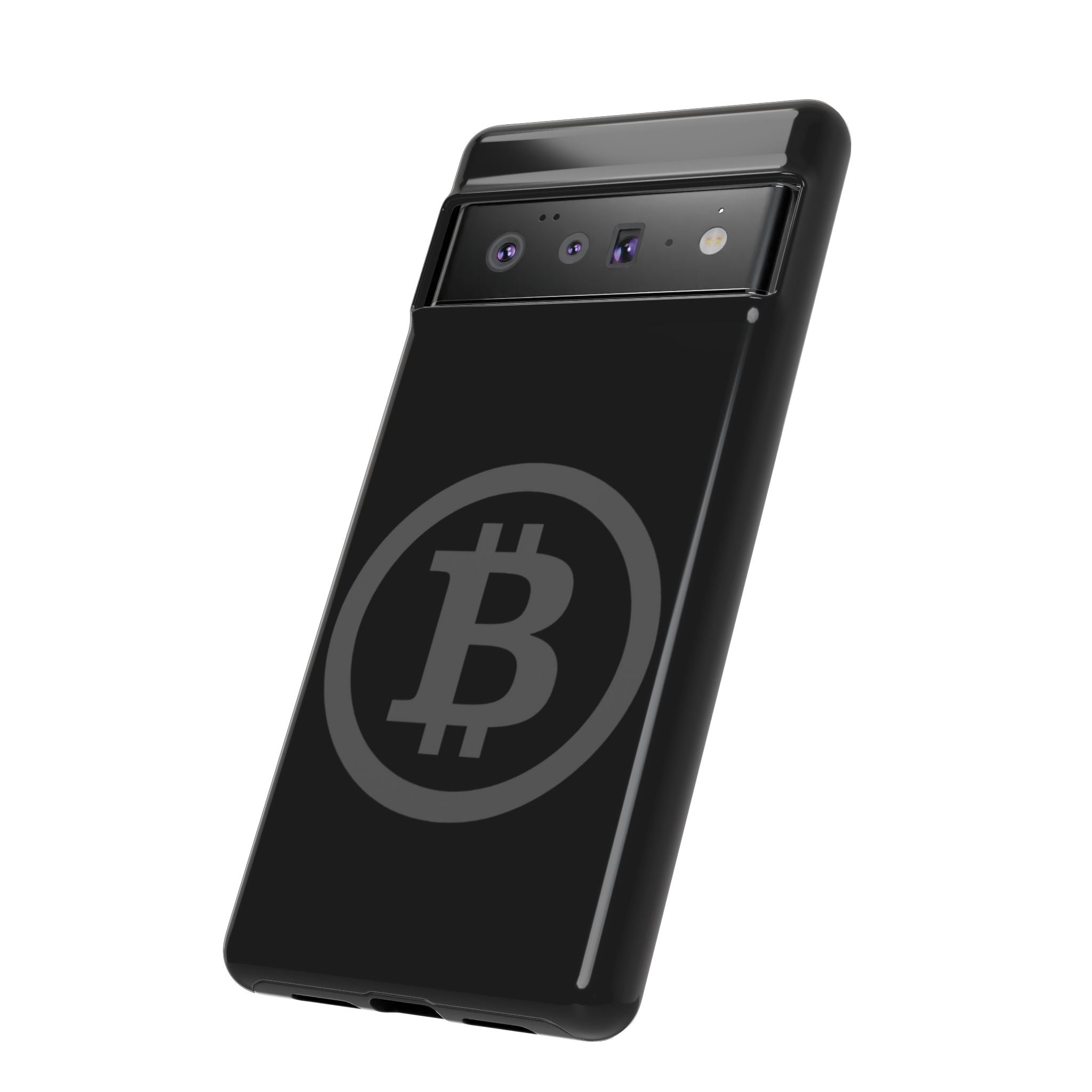 Bitcoin Logo Tough Phone Case — Matte Black Crypto Protective Cover