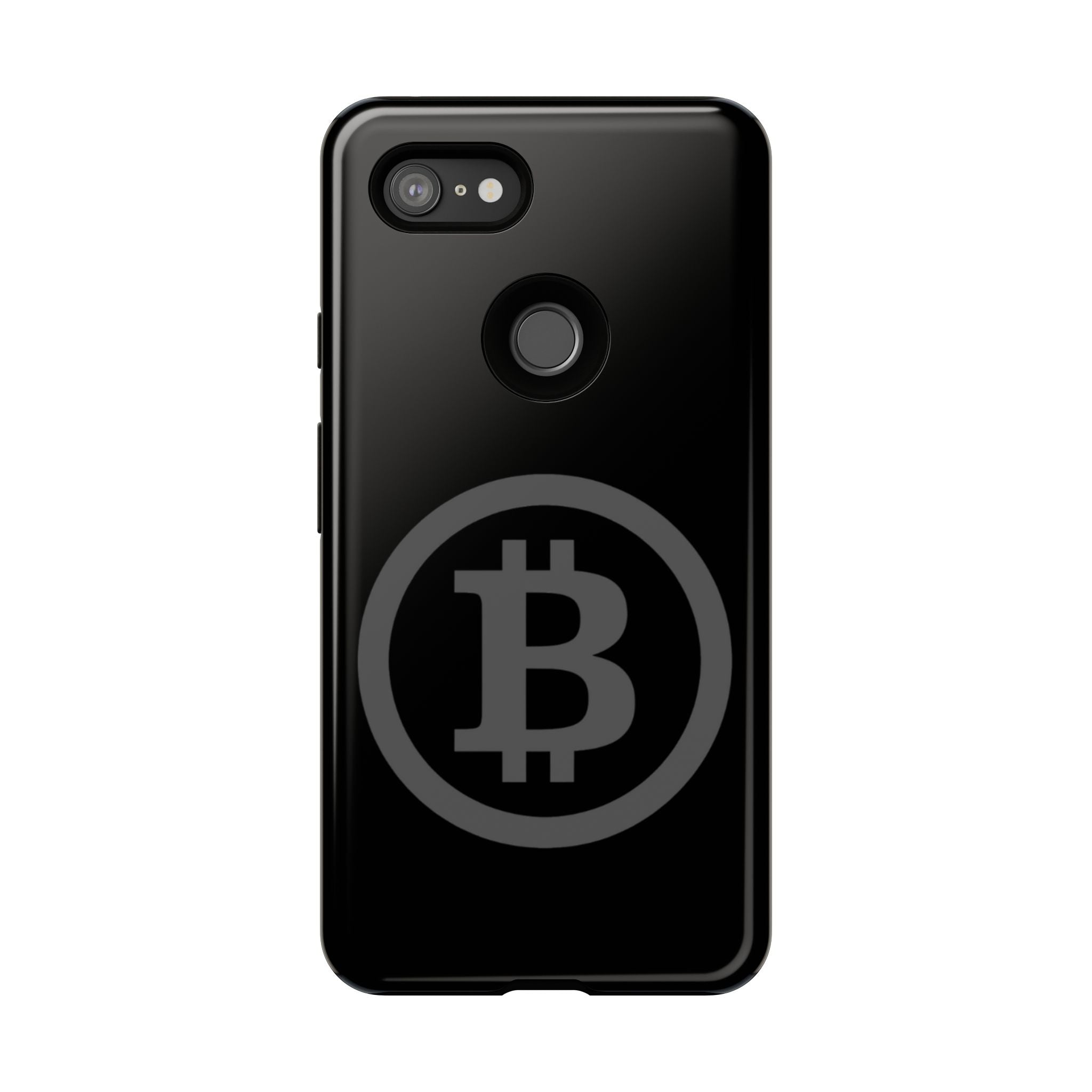 Bitcoin Logo Tough Phone Case — Matte Black Crypto Protective Cover