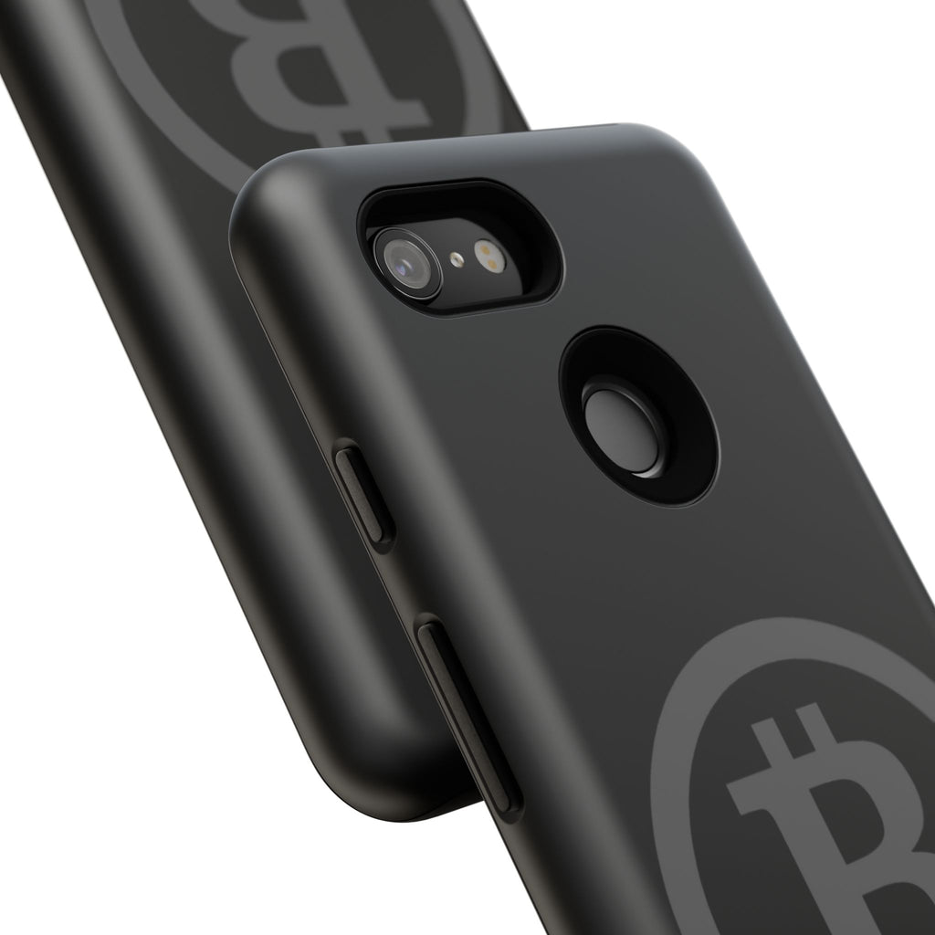 Bitcoin Logo Tough Phone Case — Matte Black Crypto Protective Cover
