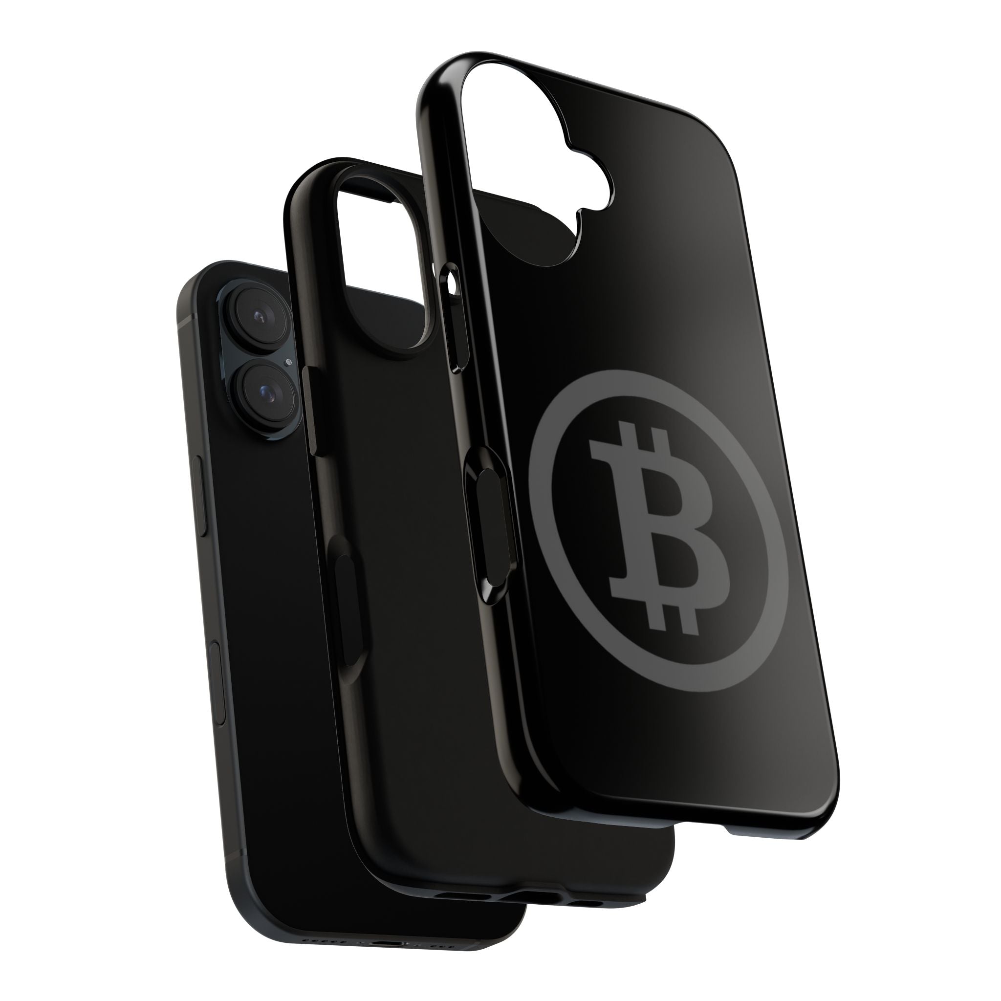 Bitcoin Logo Tough Phone Case — Matte Black Crypto Protective Cover