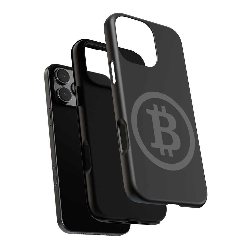 Bitcoin Logo Tough Phone Case — Matte Black Crypto Protective Cover