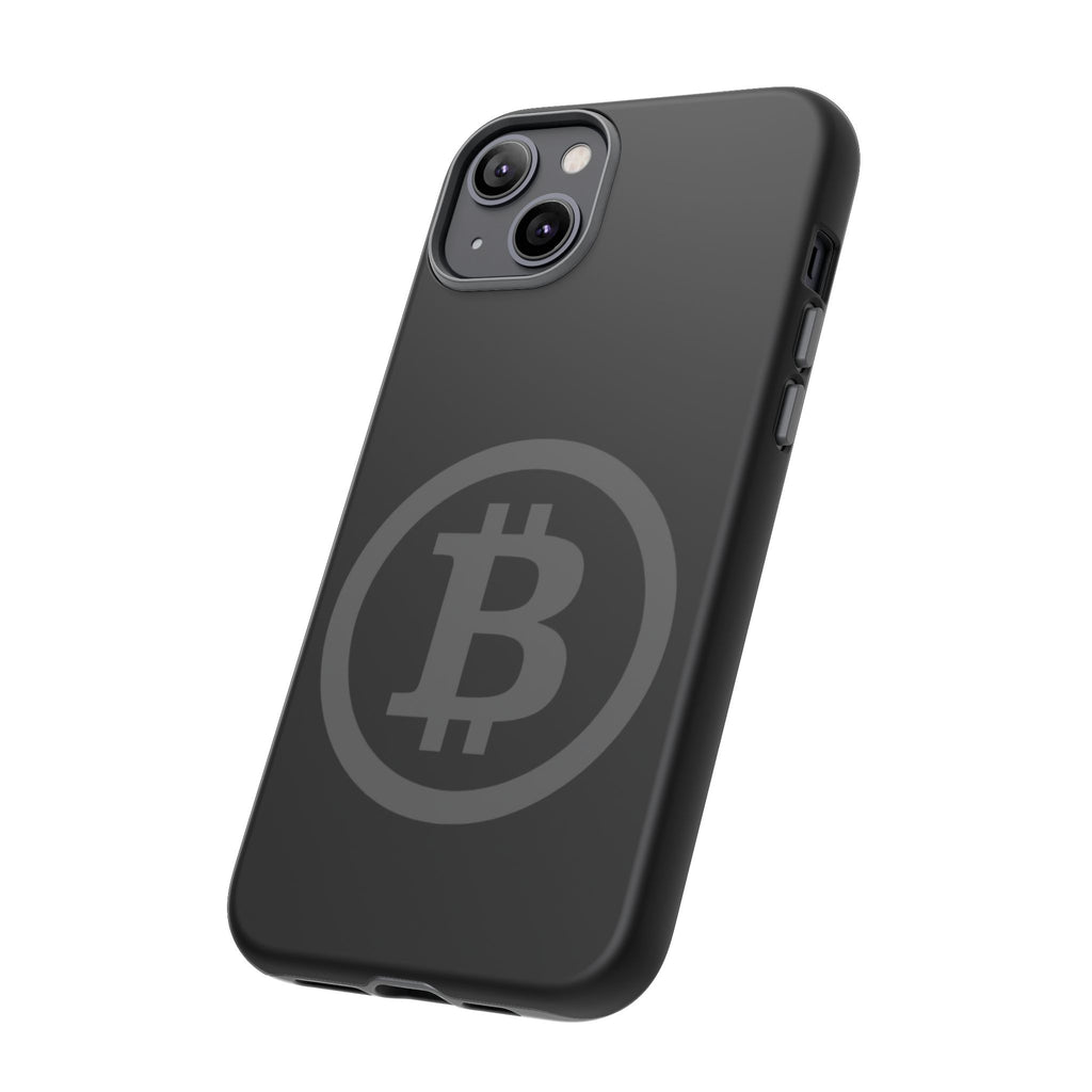 Bitcoin Logo Tough Phone Case — Matte Black Crypto Protective Cover