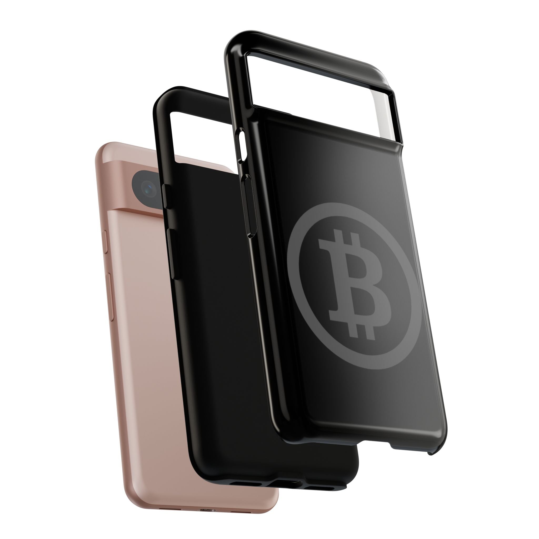 Bitcoin Logo Tough Phone Case — Matte Black Crypto Protective Cover