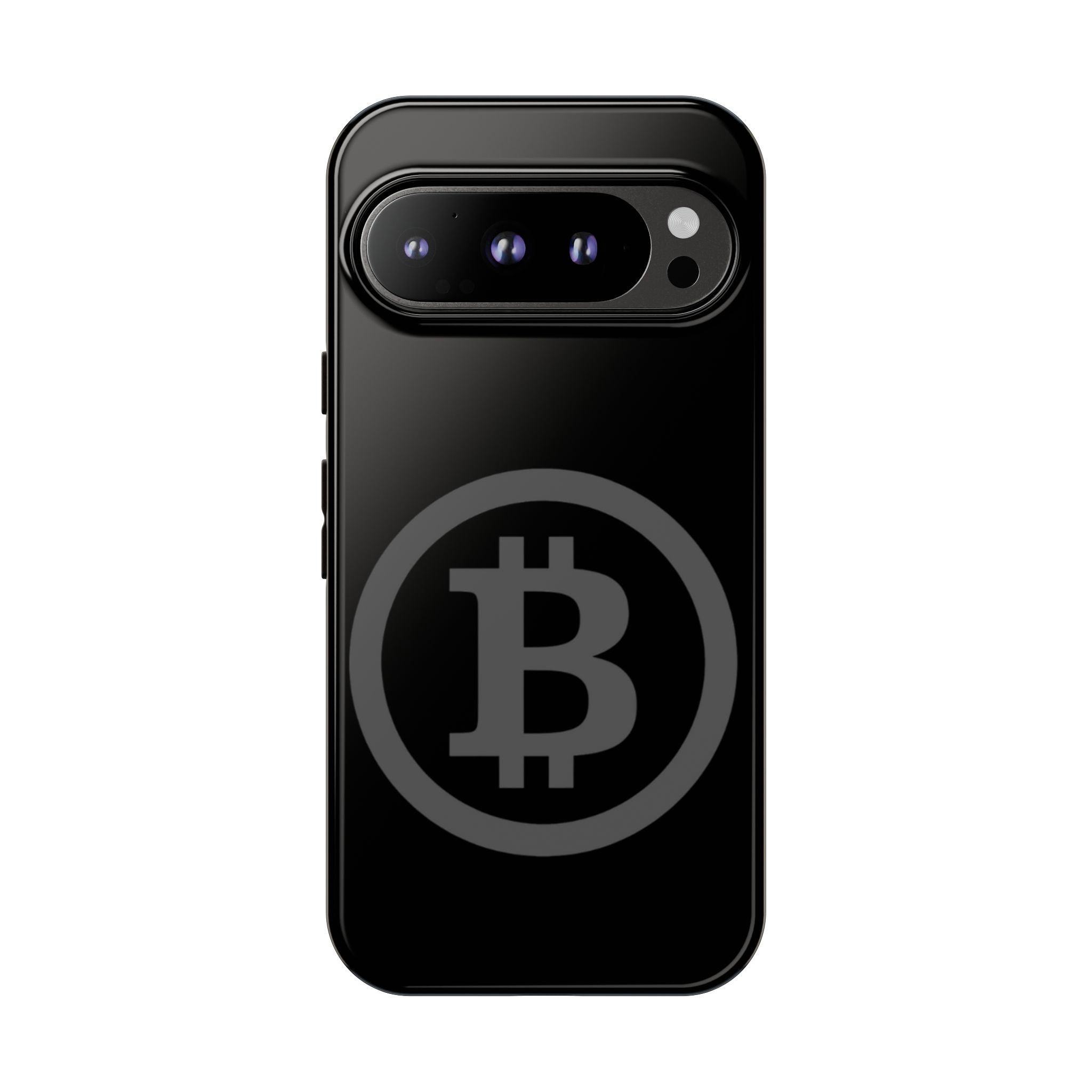 Bitcoin Logo Tough Phone Case — Matte Black Crypto Protective Cover