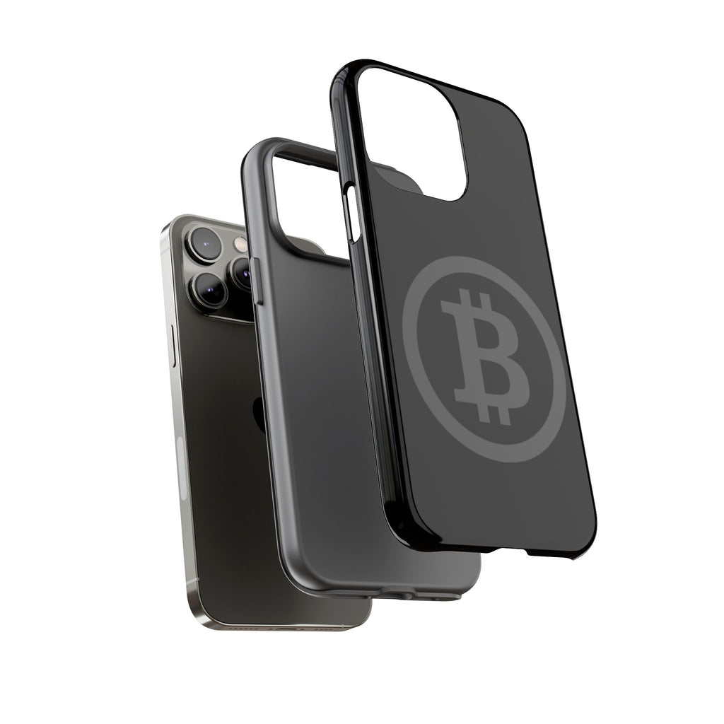 Bitcoin Logo Tough Phone Case — Matte Black Crypto Protective Cover