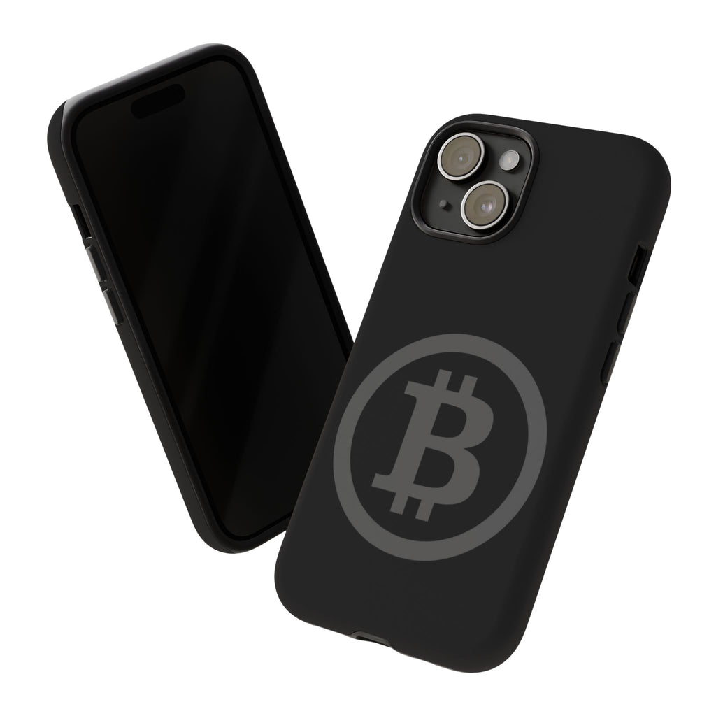 Bitcoin Logo Tough Phone Case — Matte Black Crypto Protective Cover