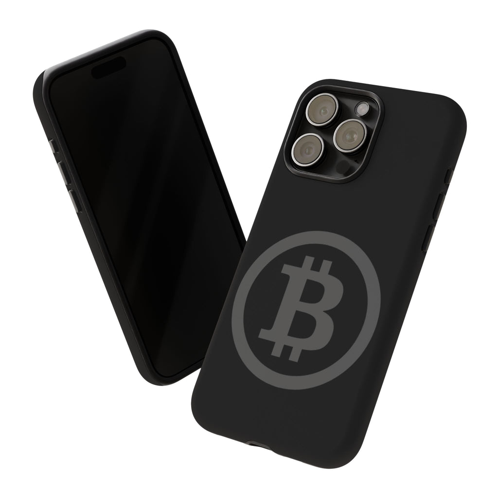 Bitcoin Logo Tough Phone Case — Matte Black Crypto Protective Cover
