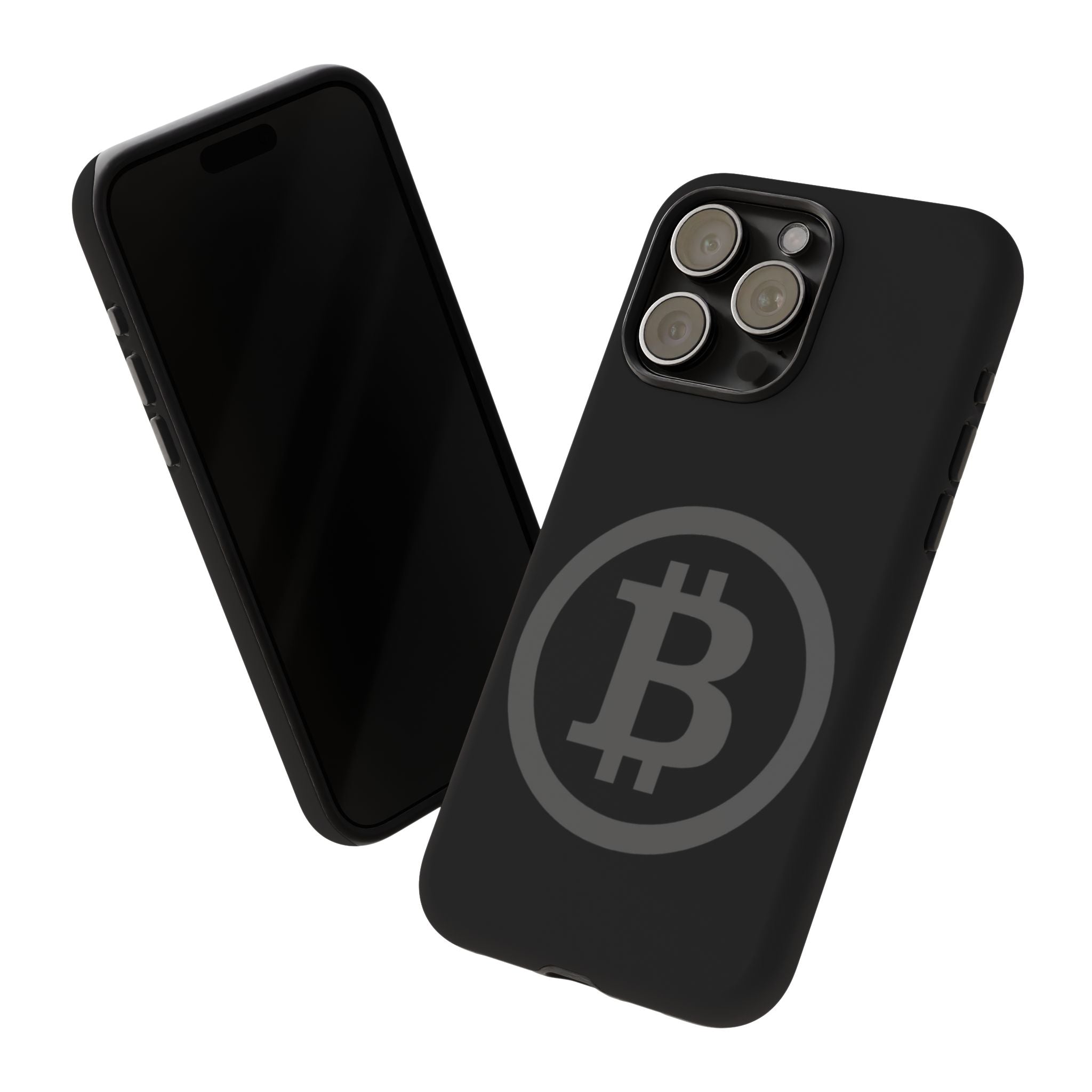 Bitcoin Logo Tough Phone Case — Matte Black Crypto Protective Cover