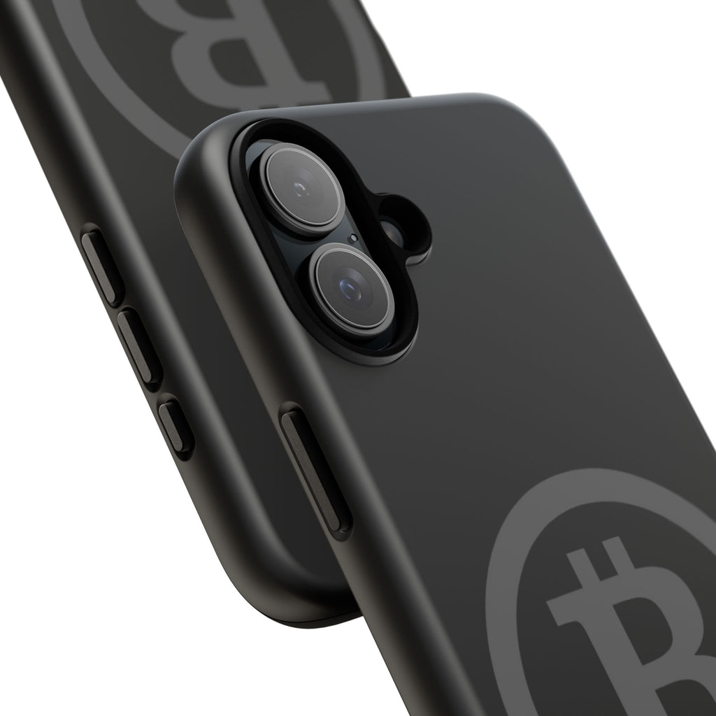 Bitcoin Logo Tough Phone Case — Matte Black Crypto Protective Cover