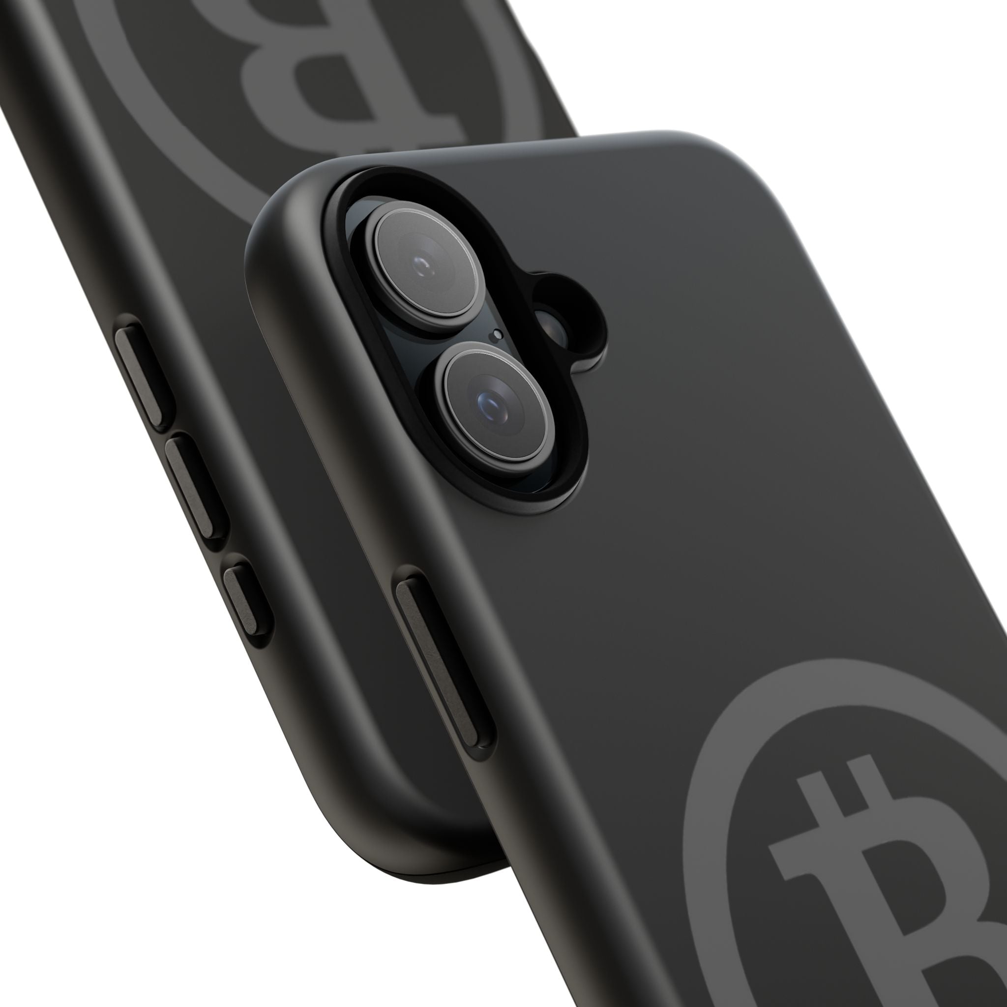 Bitcoin Logo Tough Phone Case — Matte Black Crypto Protective Cover