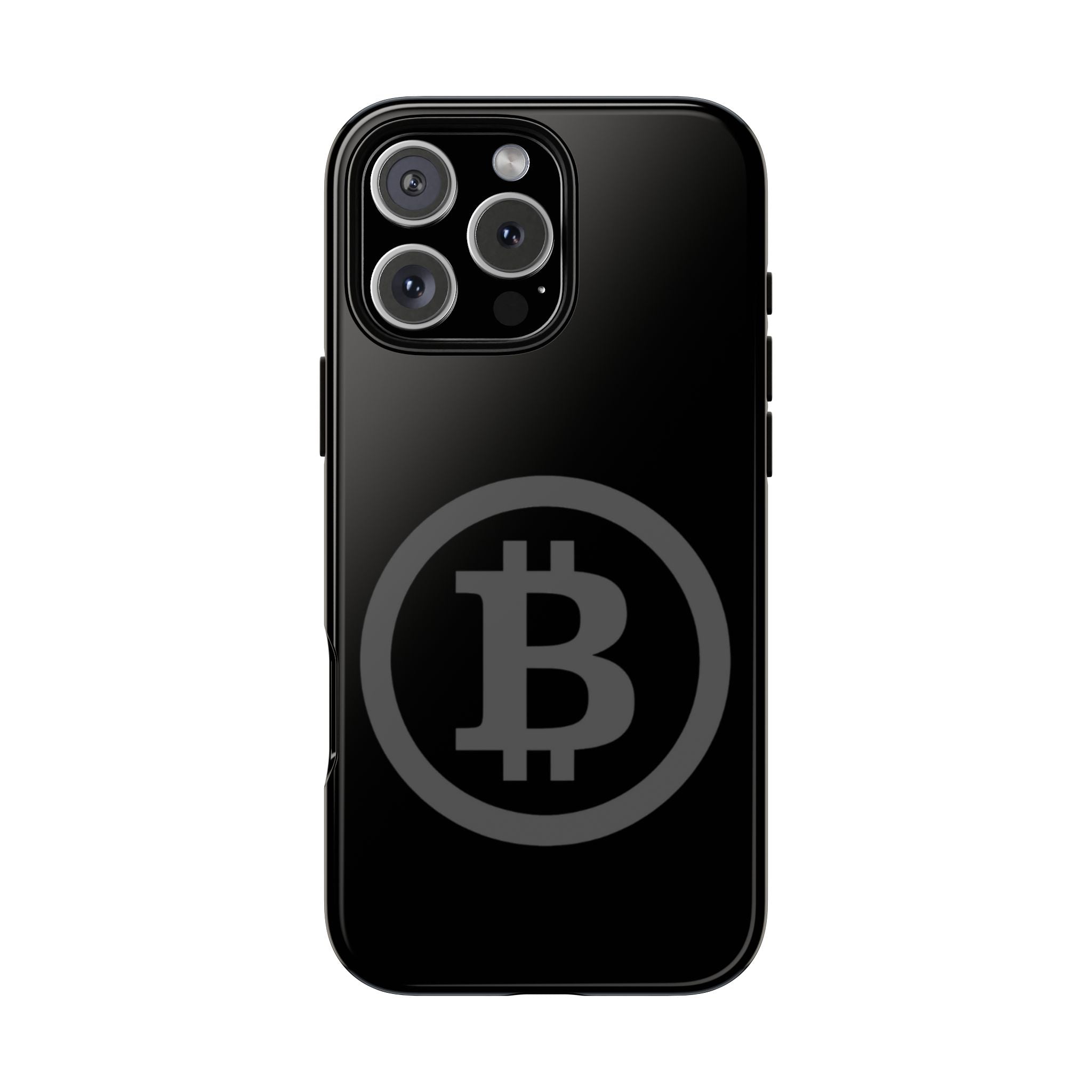 Bitcoin Logo Tough Phone Case — Matte Black Crypto Protective Cover