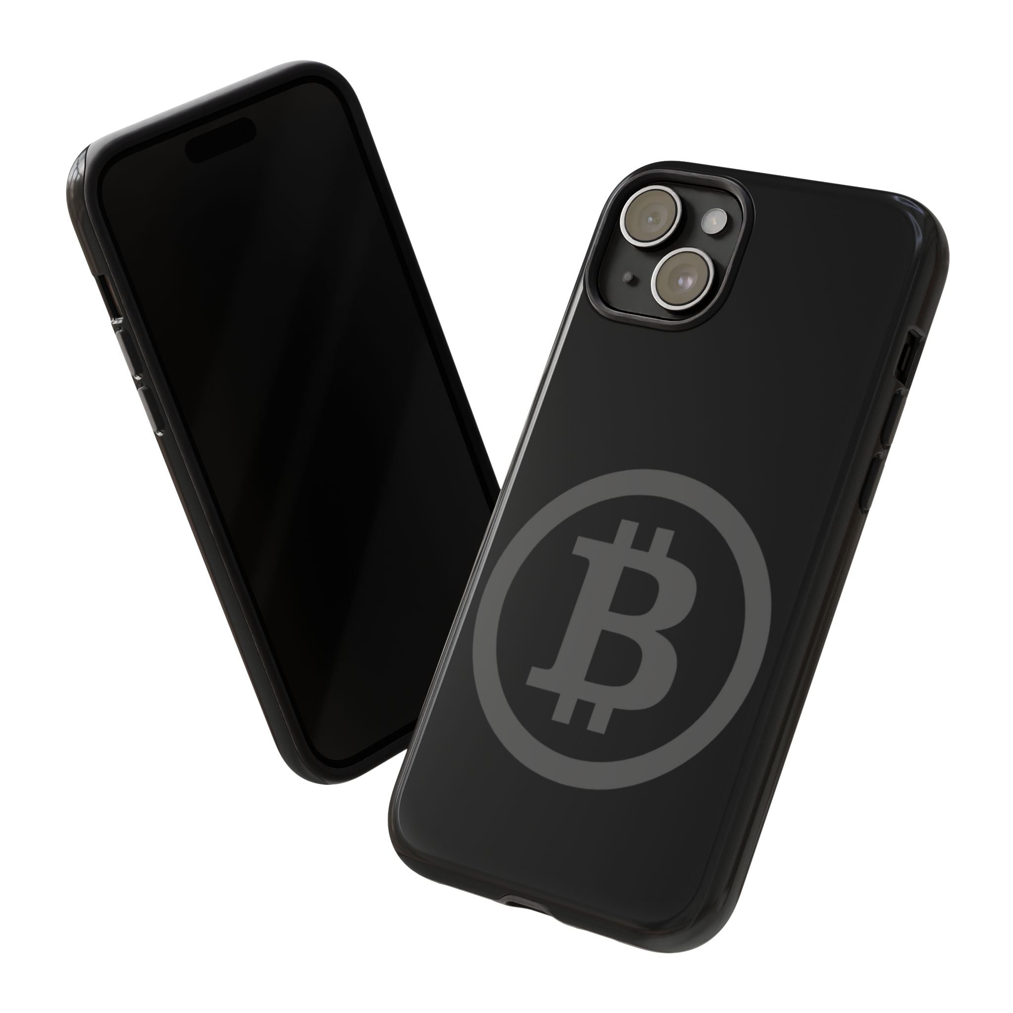 Bitcoin Logo Tough Phone Case — Matte Black Crypto Protective Cover