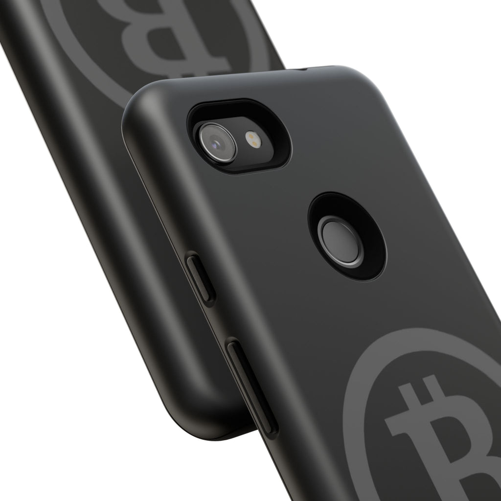 Bitcoin Logo Tough Phone Case — Matte Black Crypto Protective Cover