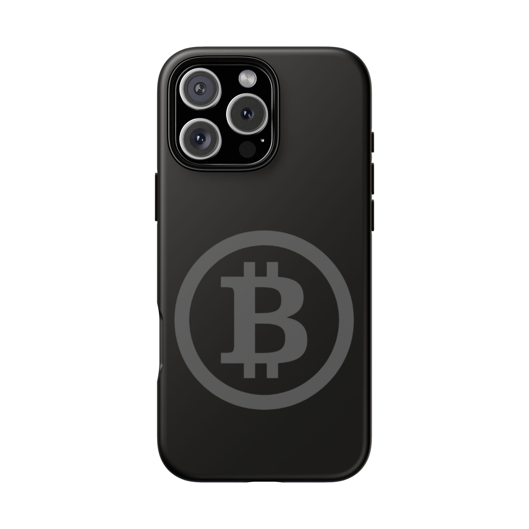 Bitcoin Logo Tough Phone Case — Matte Black Crypto Protective Cover