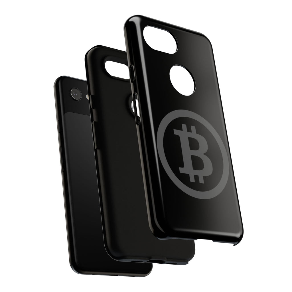 Bitcoin Logo Tough Phone Case — Matte Black Crypto Protective Cover