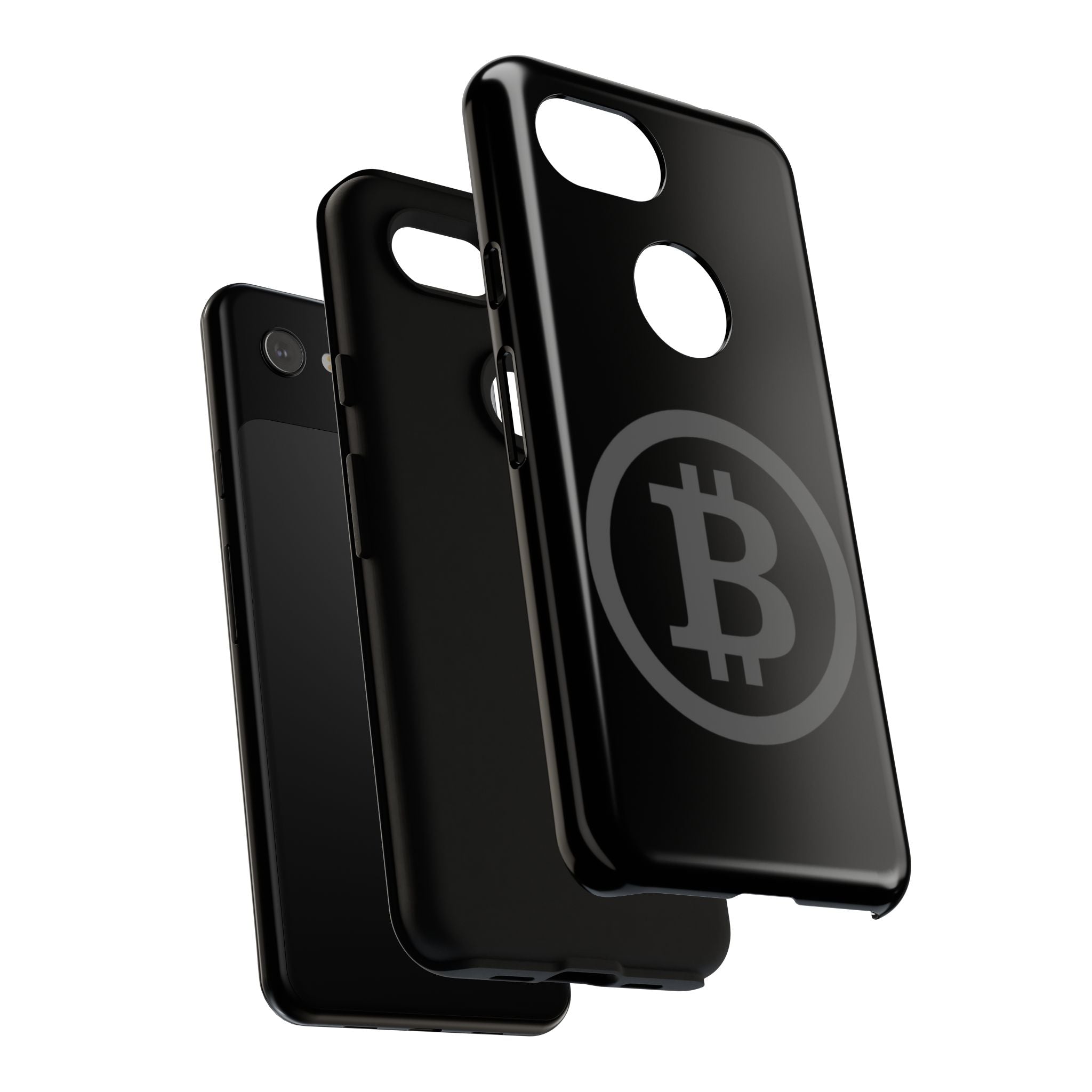 Bitcoin Logo Tough Phone Case — Matte Black Crypto Protective Cover