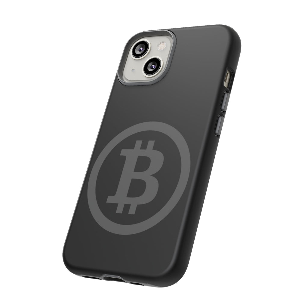 Bitcoin Logo Tough Phone Case — Matte Black Crypto Protective Cover
