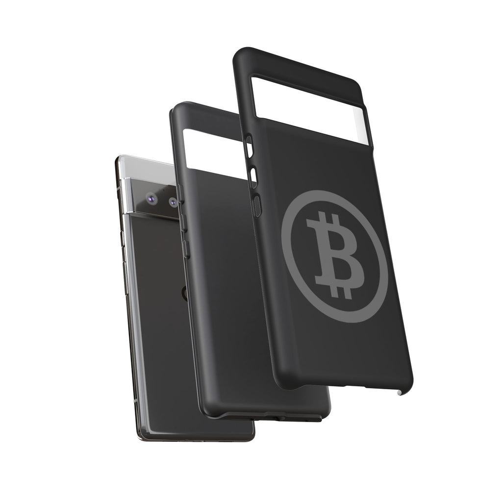 Bitcoin Logo Tough Phone Case — Matte Black Crypto Protective Cover