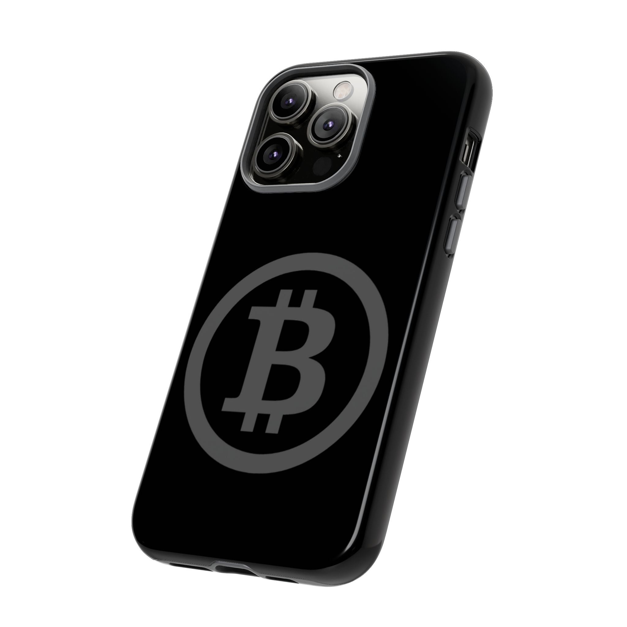 Bitcoin Logo Tough Phone Case — Matte Black Crypto Protective Cover