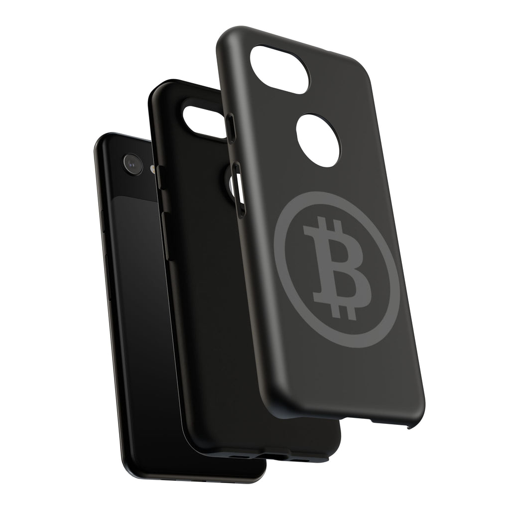 Bitcoin Logo Tough Phone Case — Matte Black Crypto Protective Cover